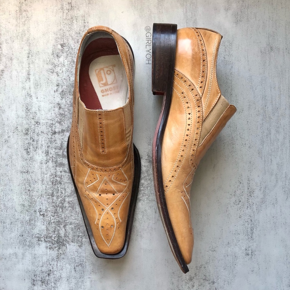 Jo Ghost Leather Square Toe Italian Loafer Shoes